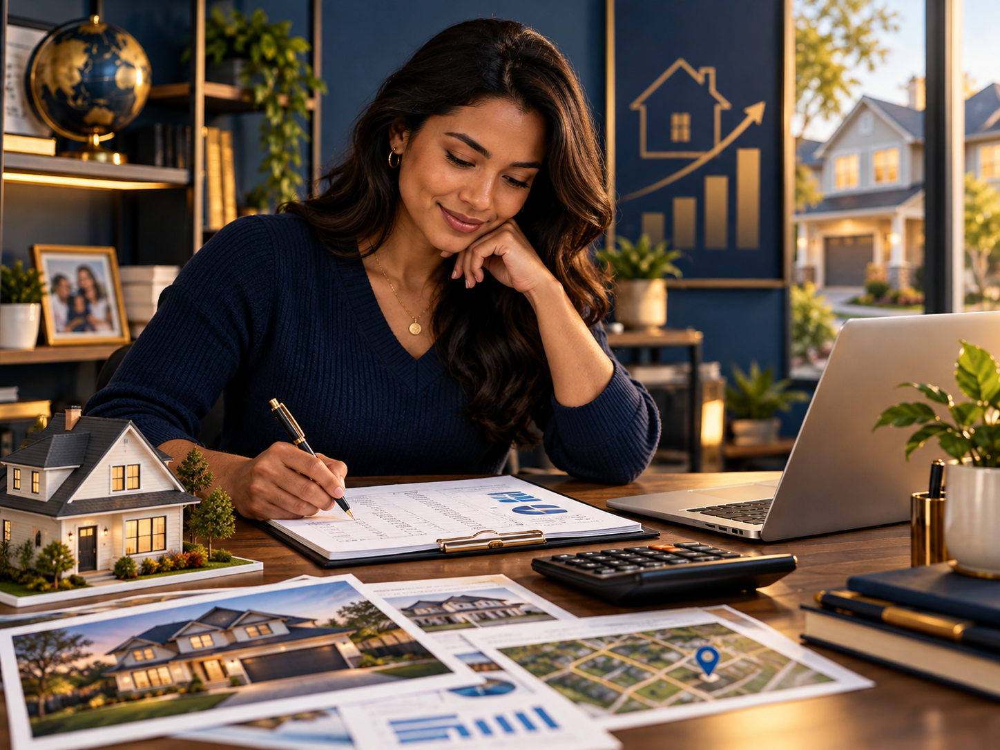 Person studying investment properties and real estate numbers