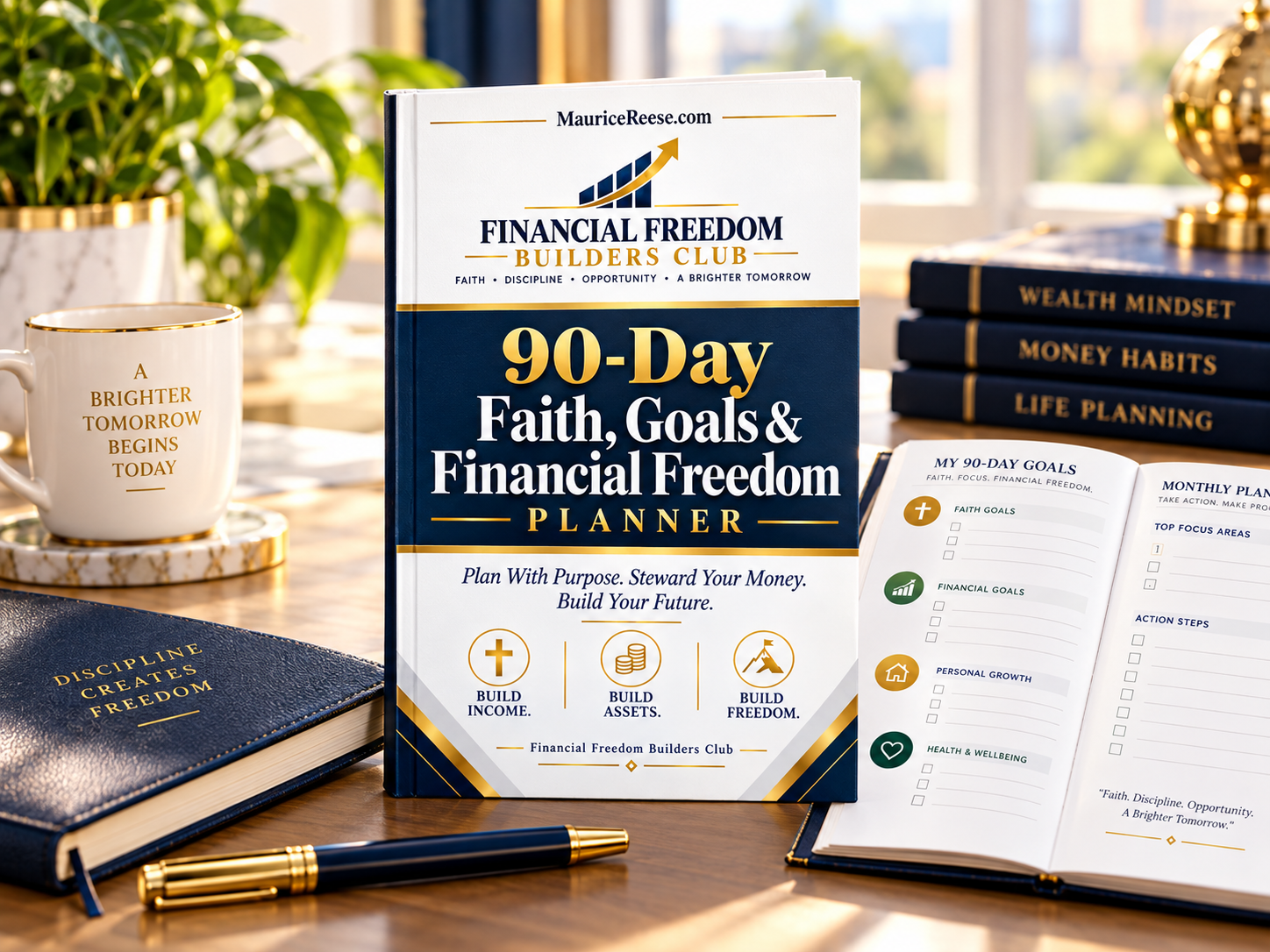 90-Day Faith Goals and Financial Freedom Planner with planning worksheets