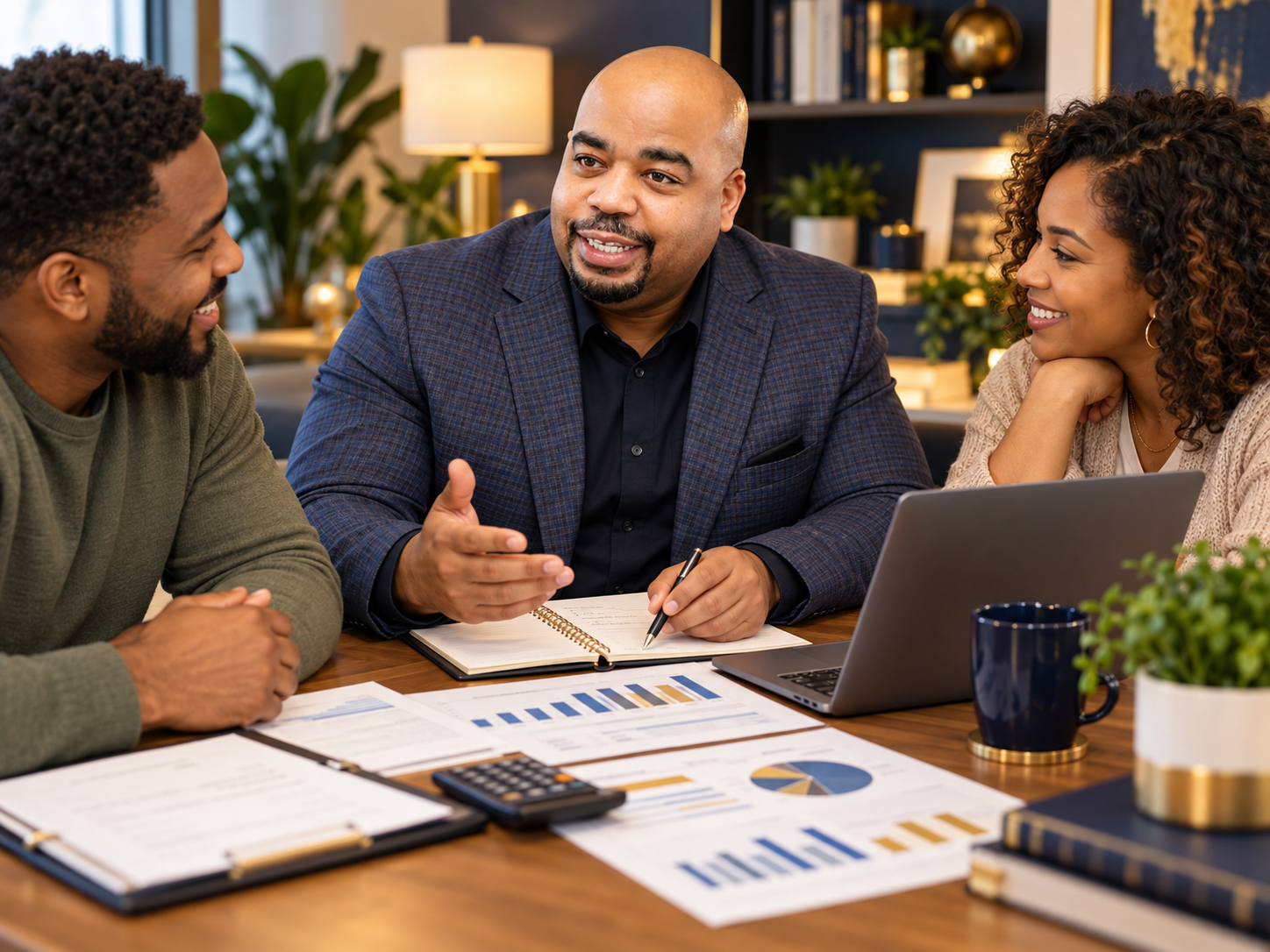 Illustration of Maurice Reese mentoring people about financial planning